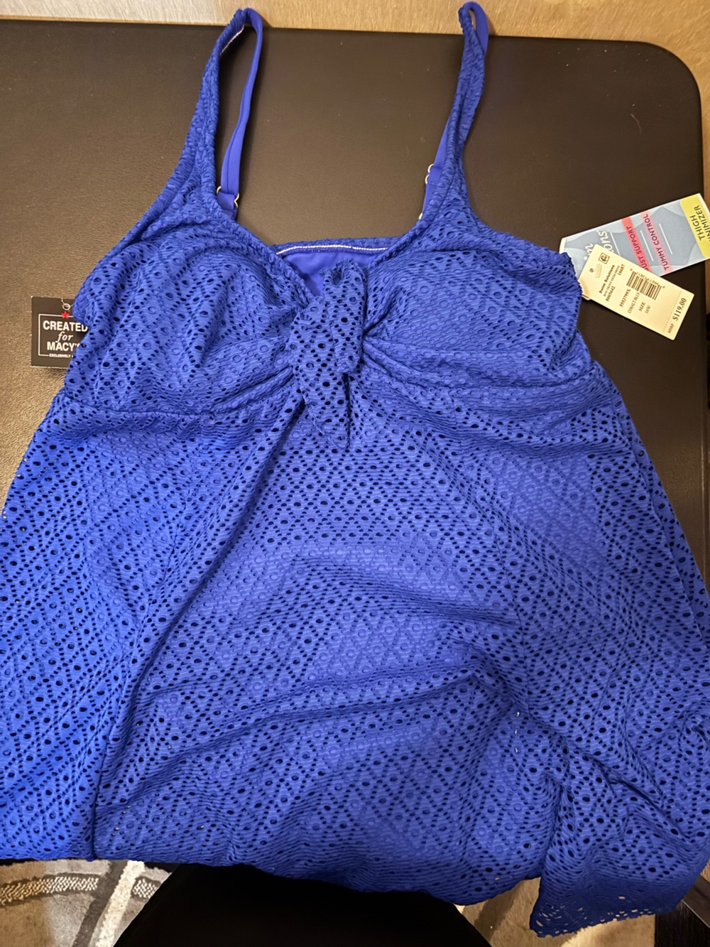 Swim Solutions Cobalt Blue Eyelet One-Piece Swimsuit